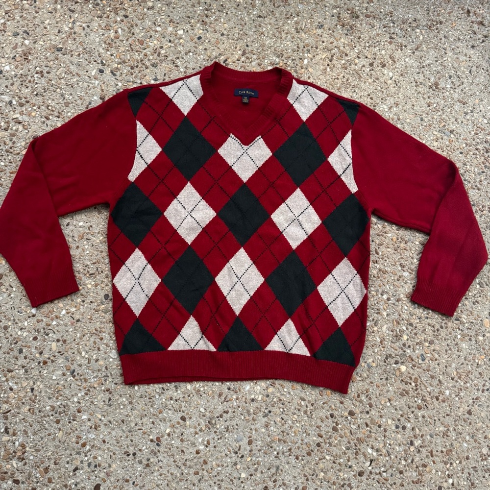 Club Room Men’s Argyle Lambswool Academia Preppy Ivy League Sweater Size XXL